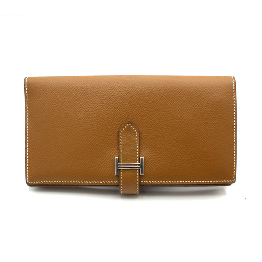 Hermès Béarn wallet silver buckle