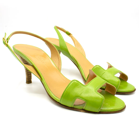 Hermes sandals green shoes