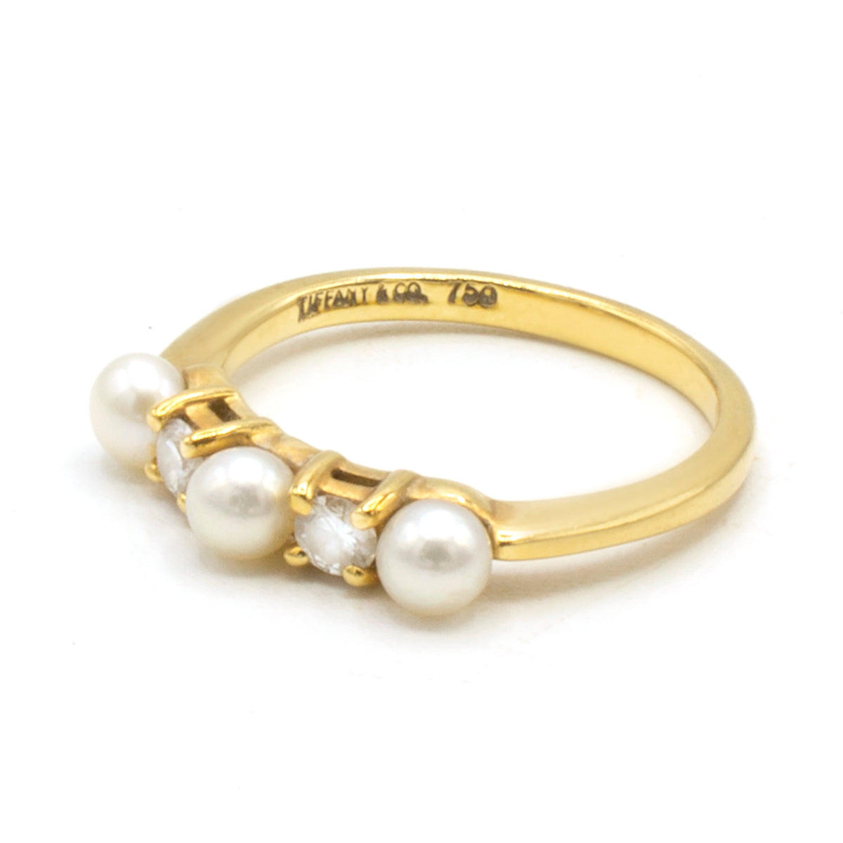 Tiffany & Co Pearl & Diamonds ring Sz 47,5