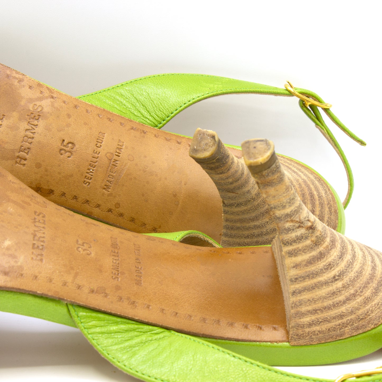 Hermes sandals green shoes