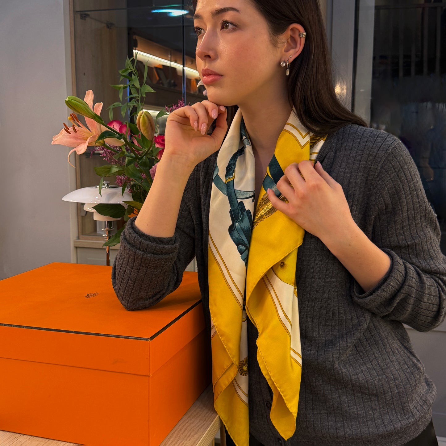 Hermes Carré 90 Carrick à Pompe silk scarf