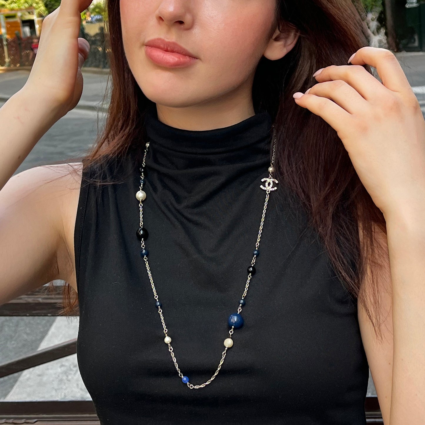 Chanel CC pearl necklace