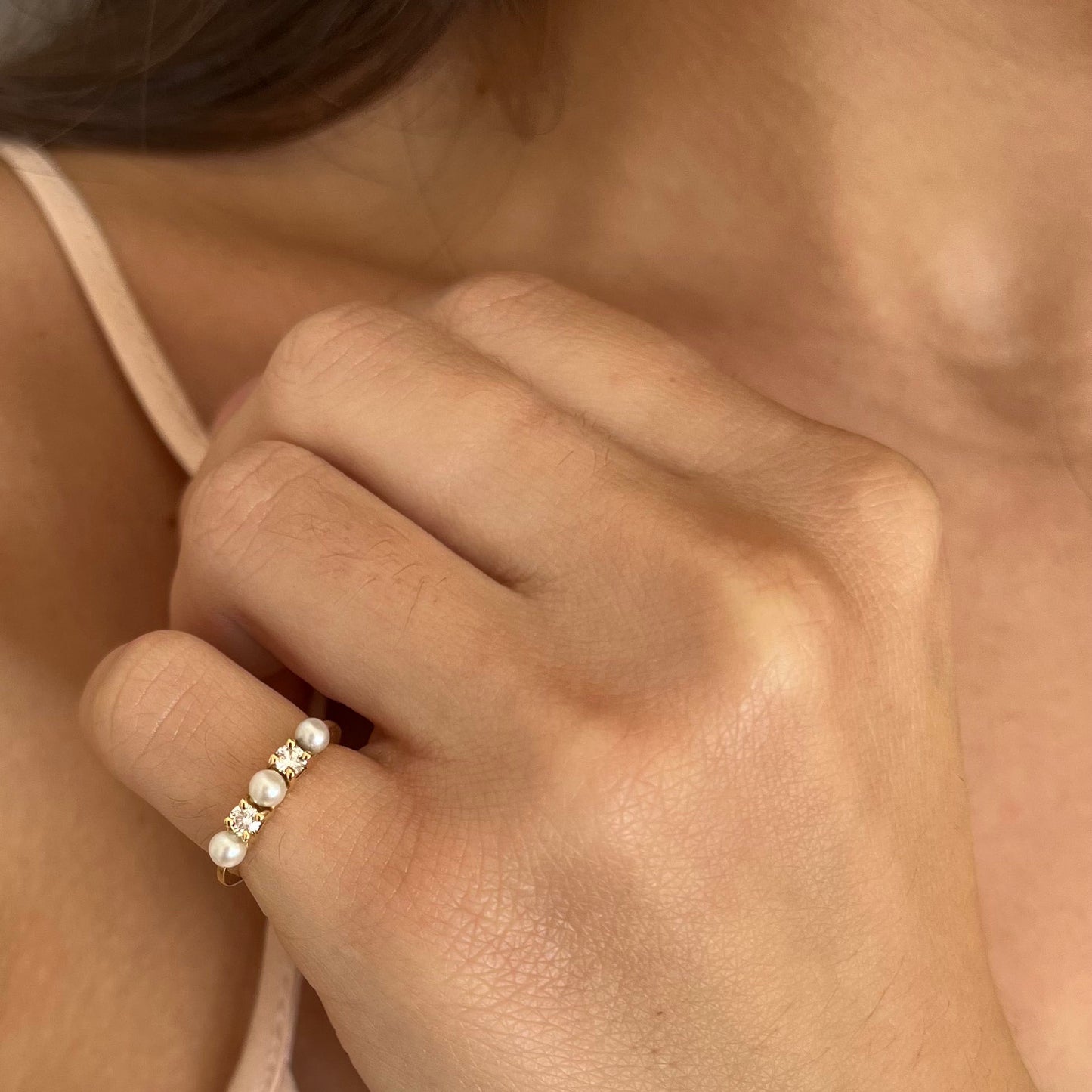 Tiffany & Co Pearl & Diamonds ring Sz 47