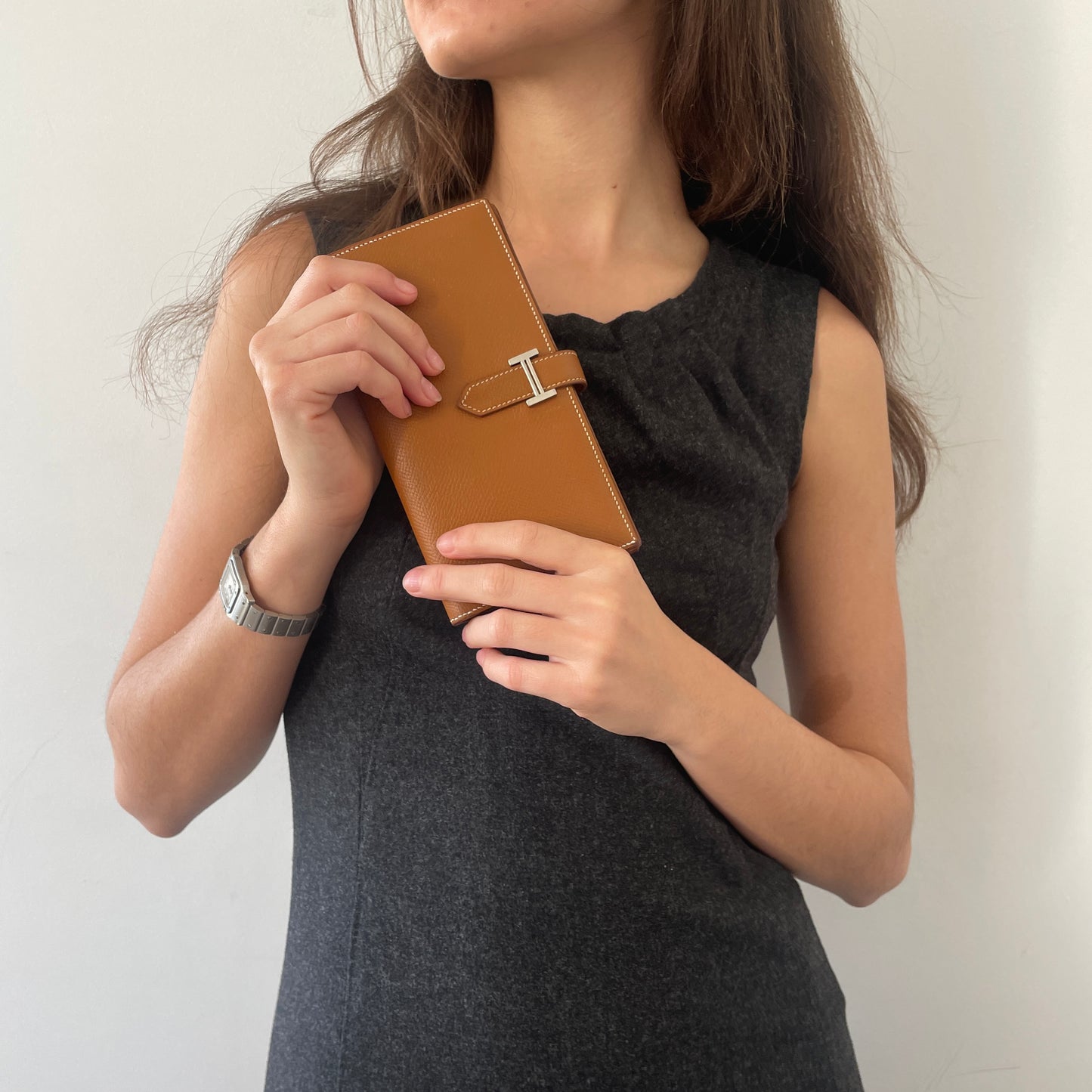 Hermès Béarn wallet silver buckle