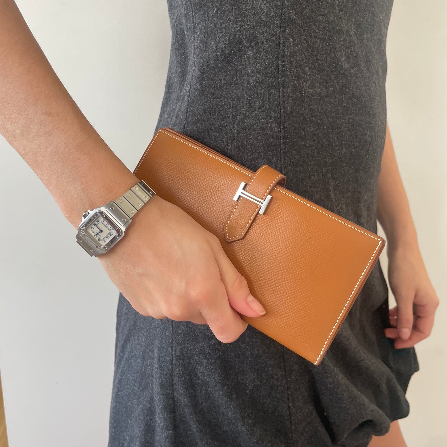 Hermès Béarn wallet silver buckle