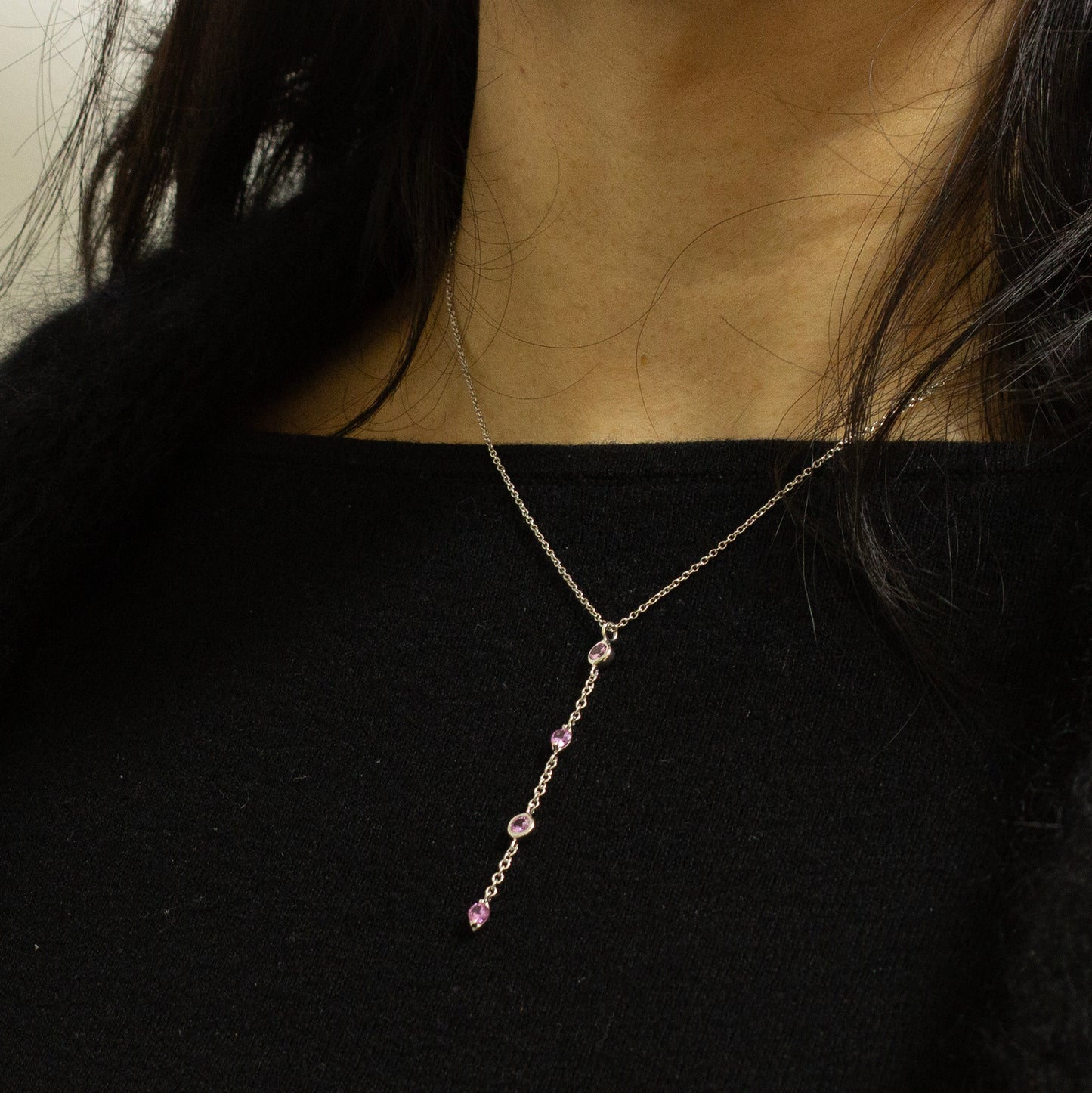 Tiffany & Co white gold x pink sapphire necklace