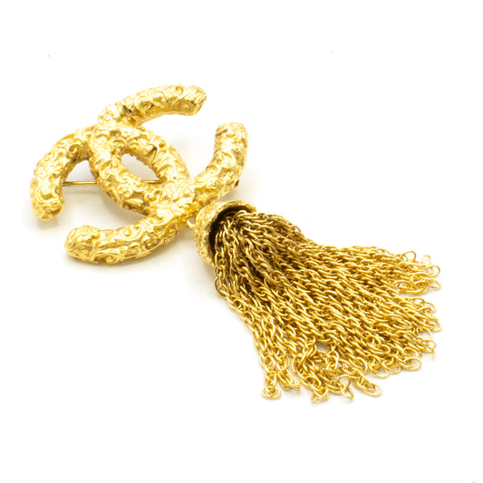 Chanel CC Mark fringe brooch