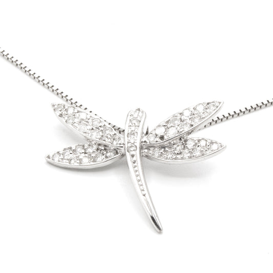 Dragonfly 18K white gold necklace