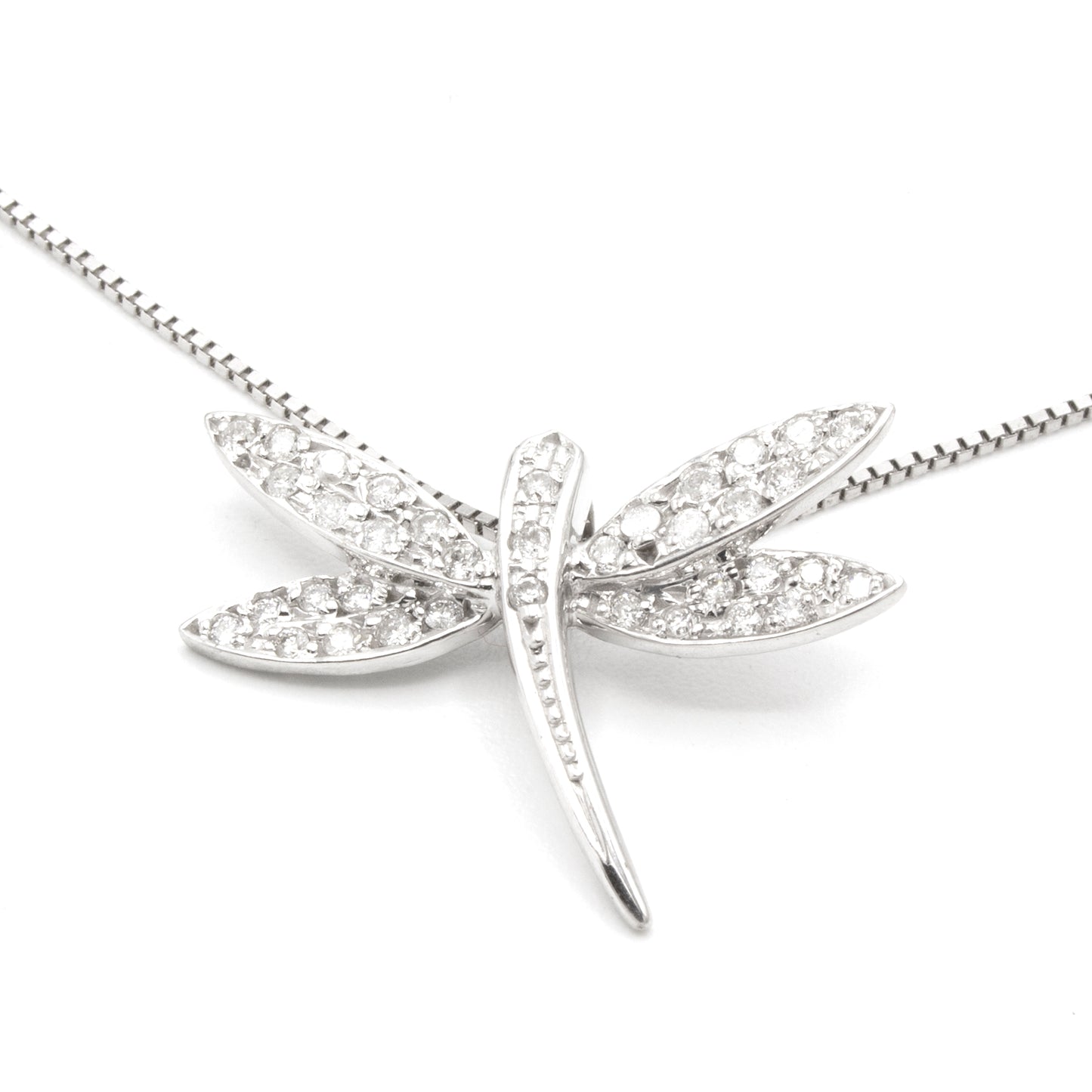 Dragonfly 18K white gold necklace