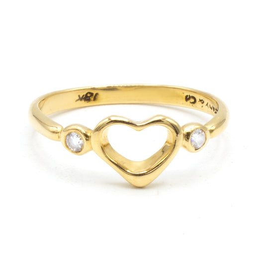Tiffany & Co Open Heart 18K diamonds ring Sz 51