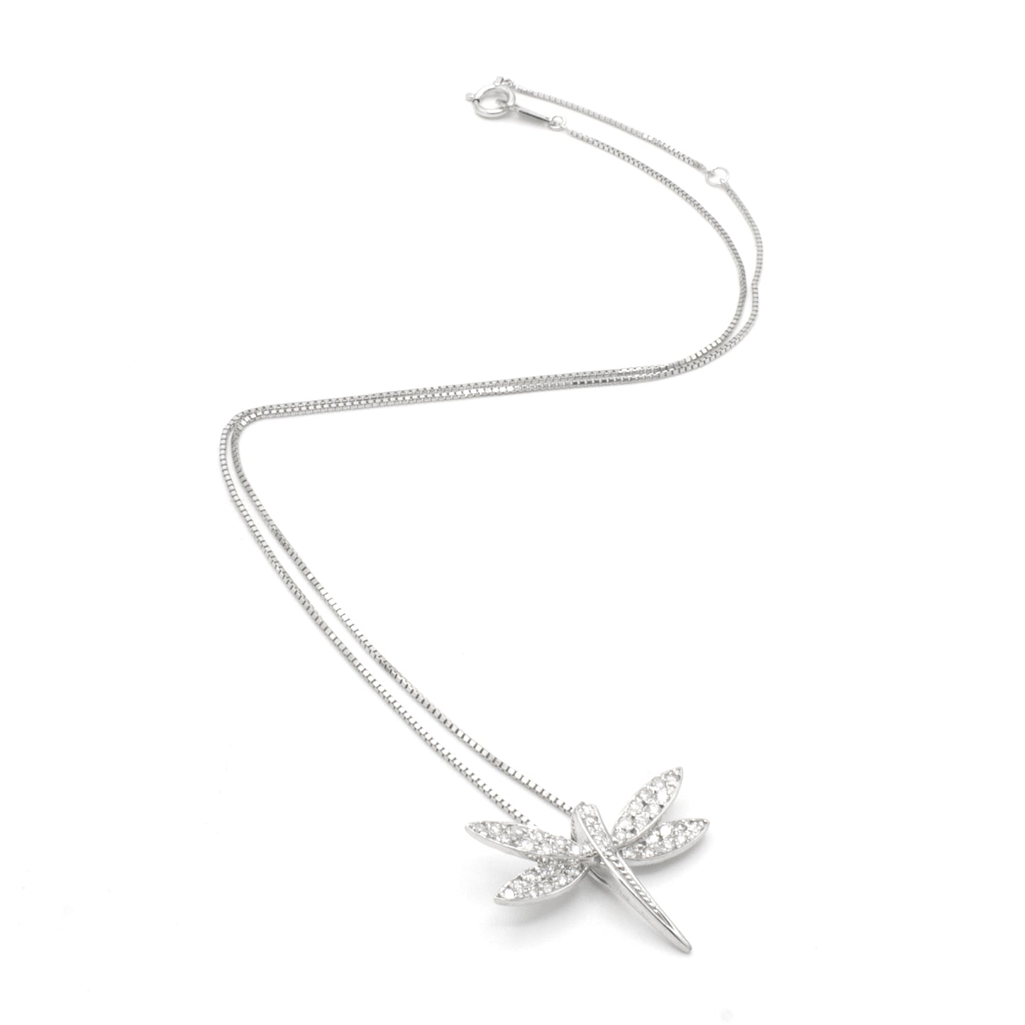 Dragonfly 18K white gold necklace