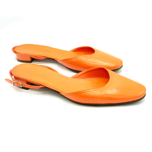 Hermes sandals orange shoes