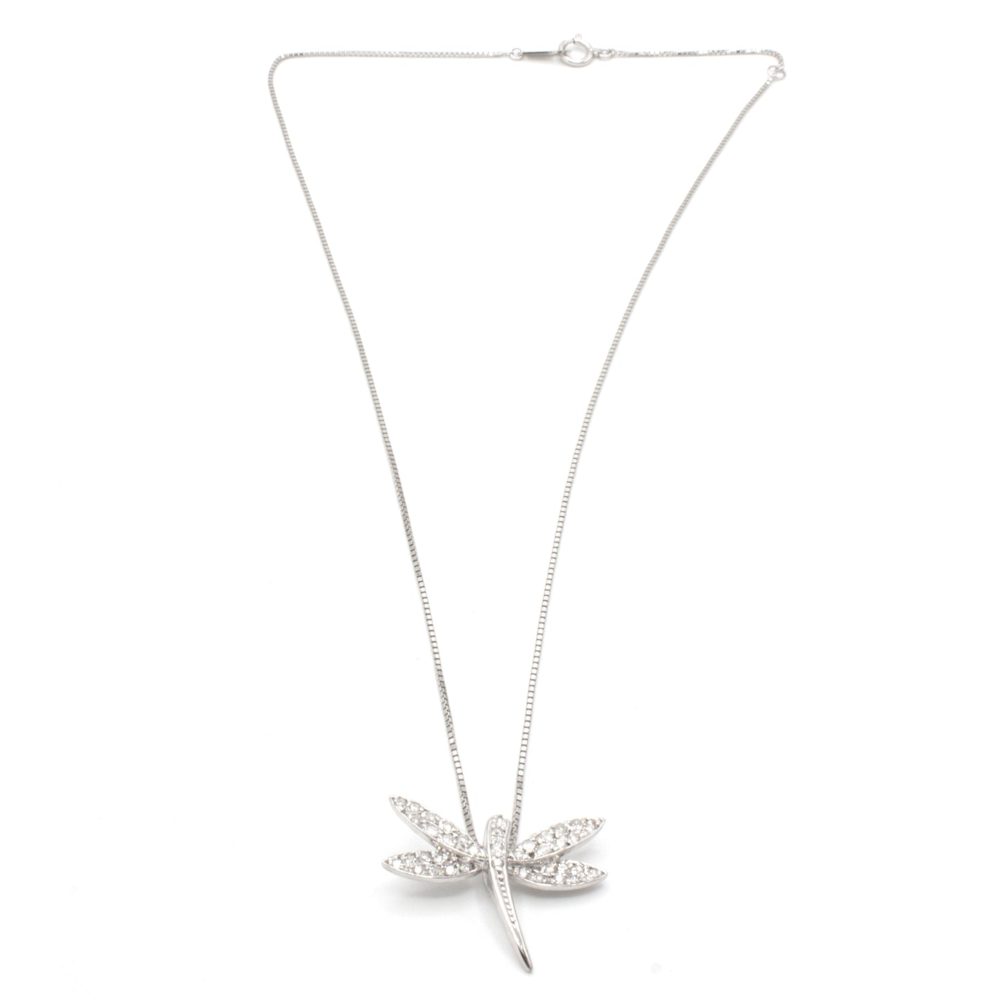 Dragonfly 18K white gold necklace