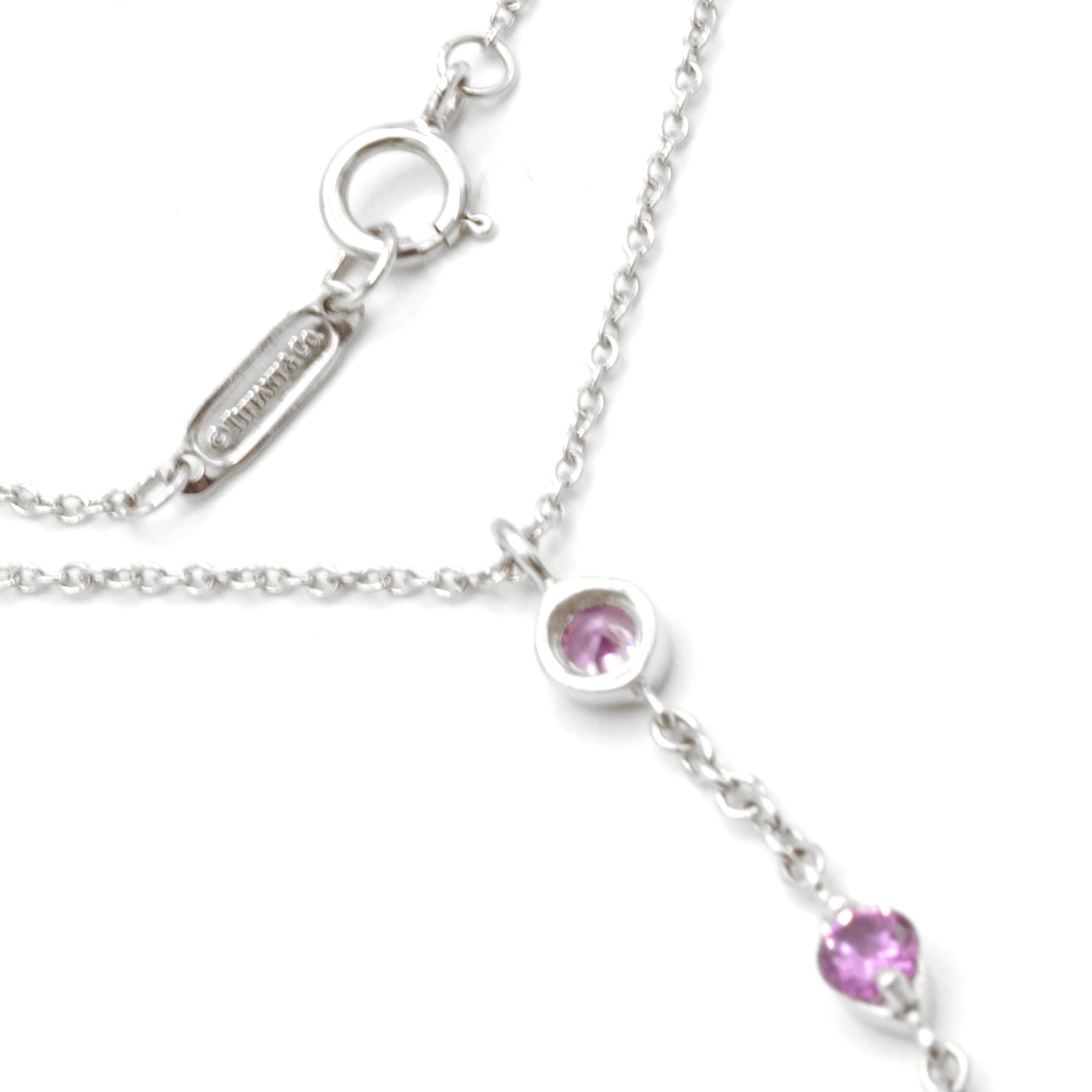 Tiffany & Co. 5P Pink Sapphire Double Wire Necklace 16