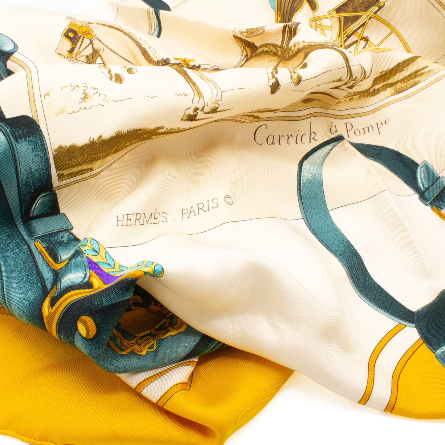 Hermes Carré 90 Carrick à Pompe silk scarf
