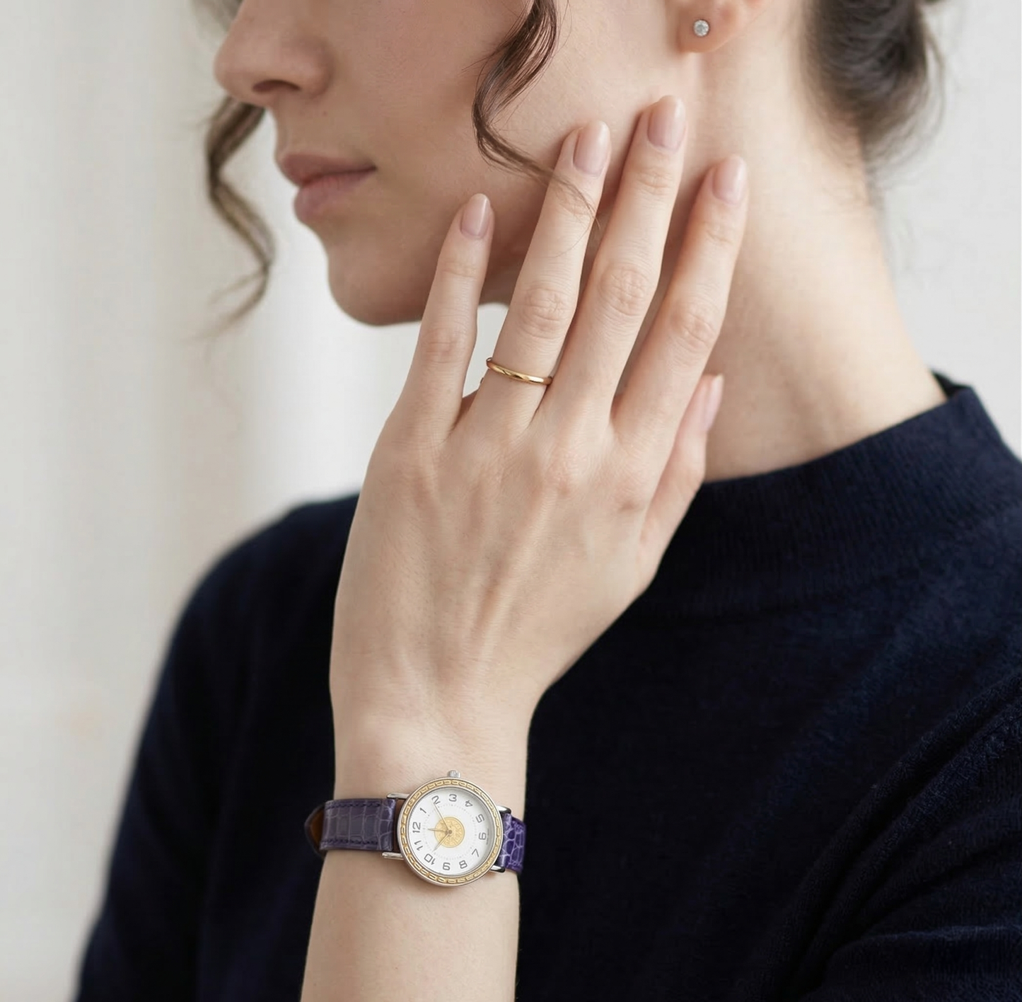 Hermès Sellier 24mm watch - croco coloris violet