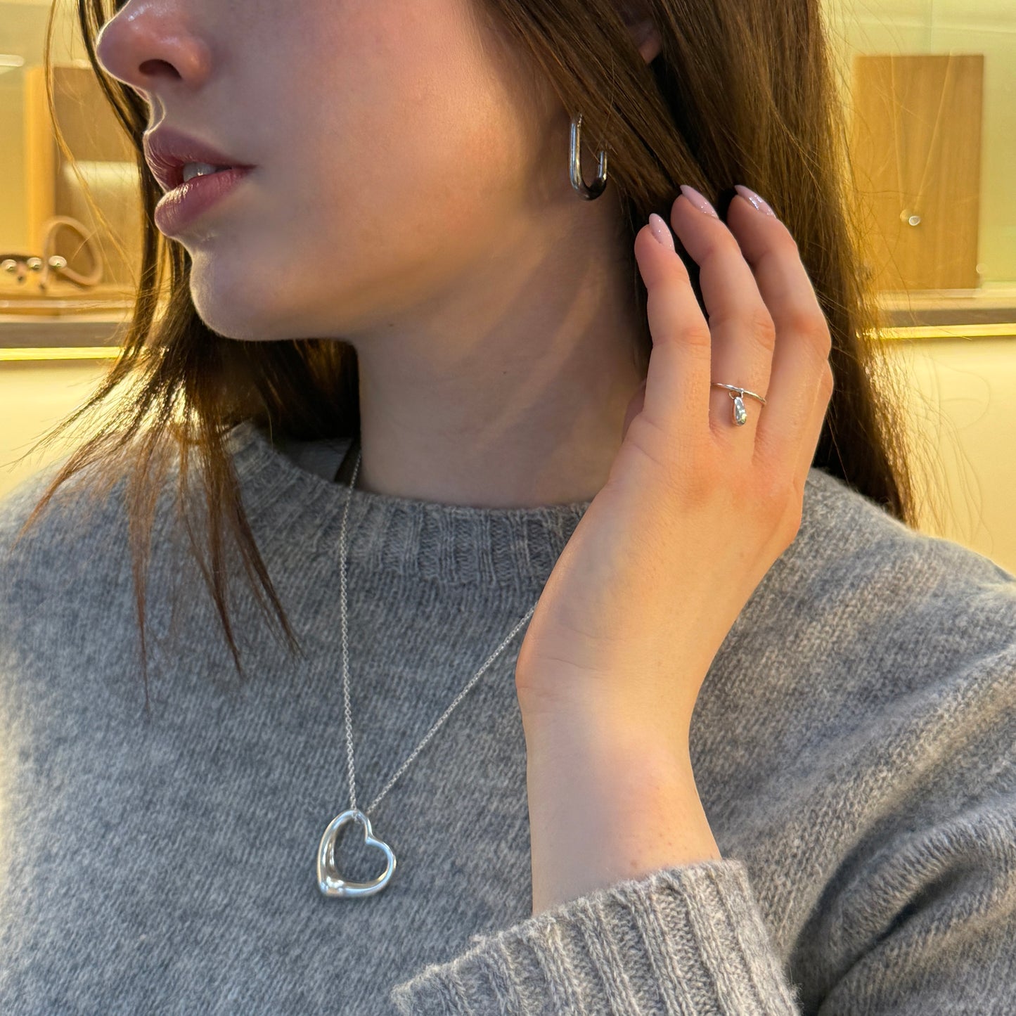 Tiffany & Co Teardrop argent ring SIZE 52