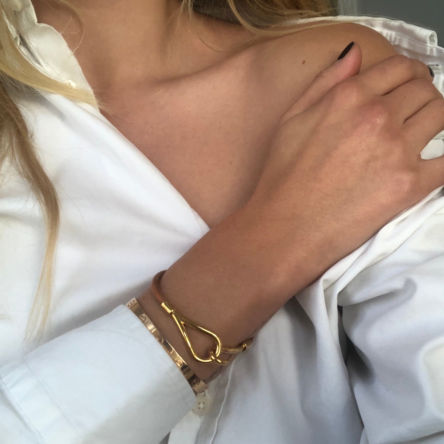 Hermes Jumbo bracelet single strap & natural leather