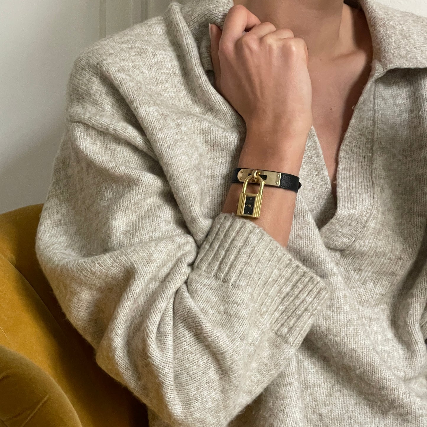 Hermès Kelly plaqué or watch