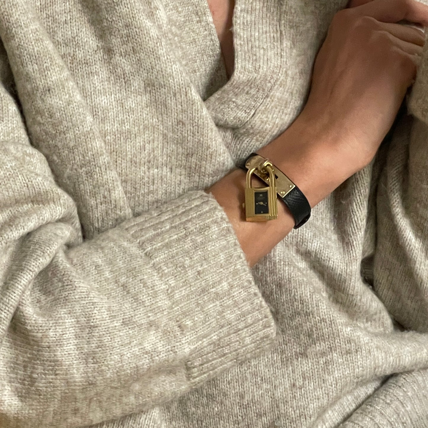 Hermès Kelly plaqué or watch
