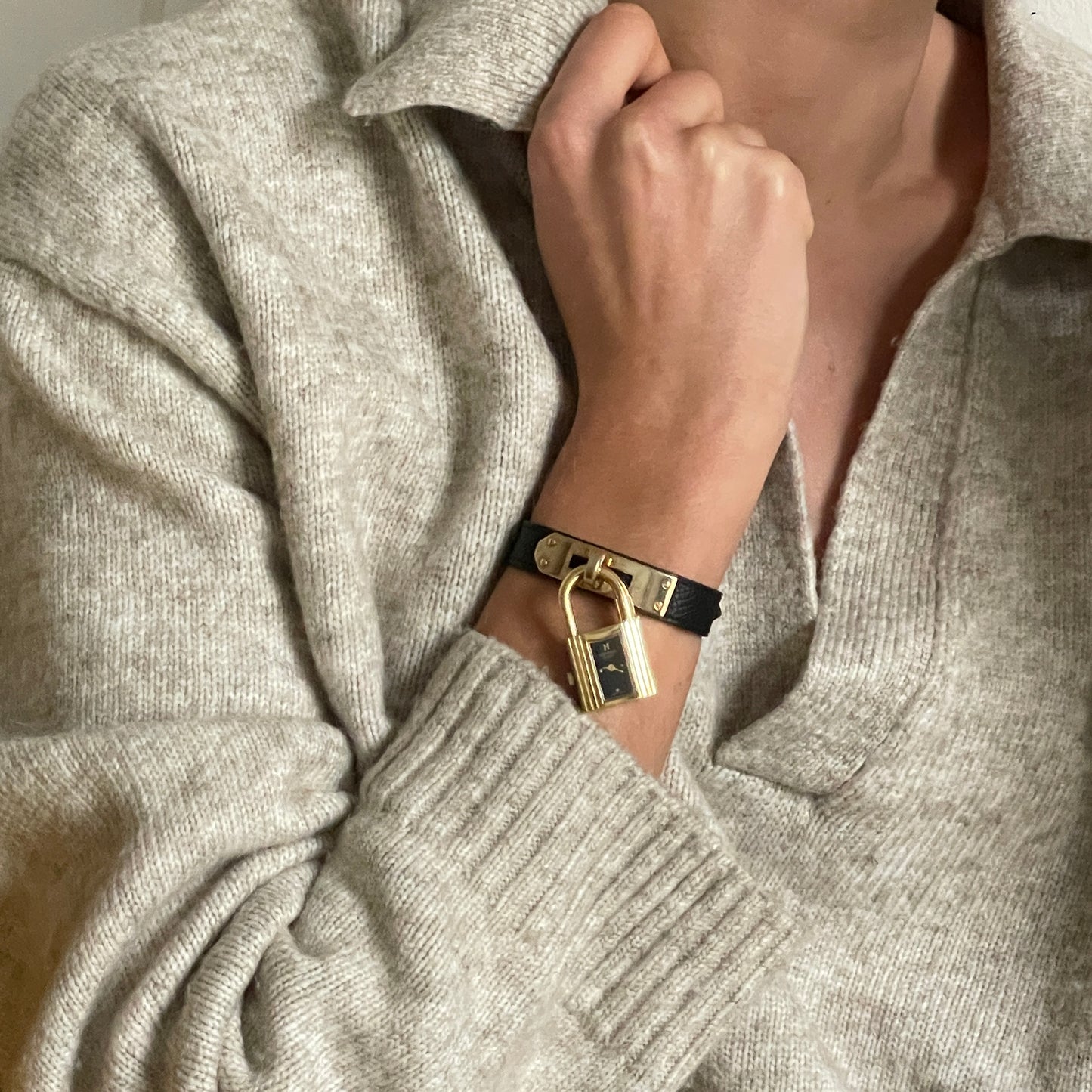 Hermès Kelly plaqué or watch