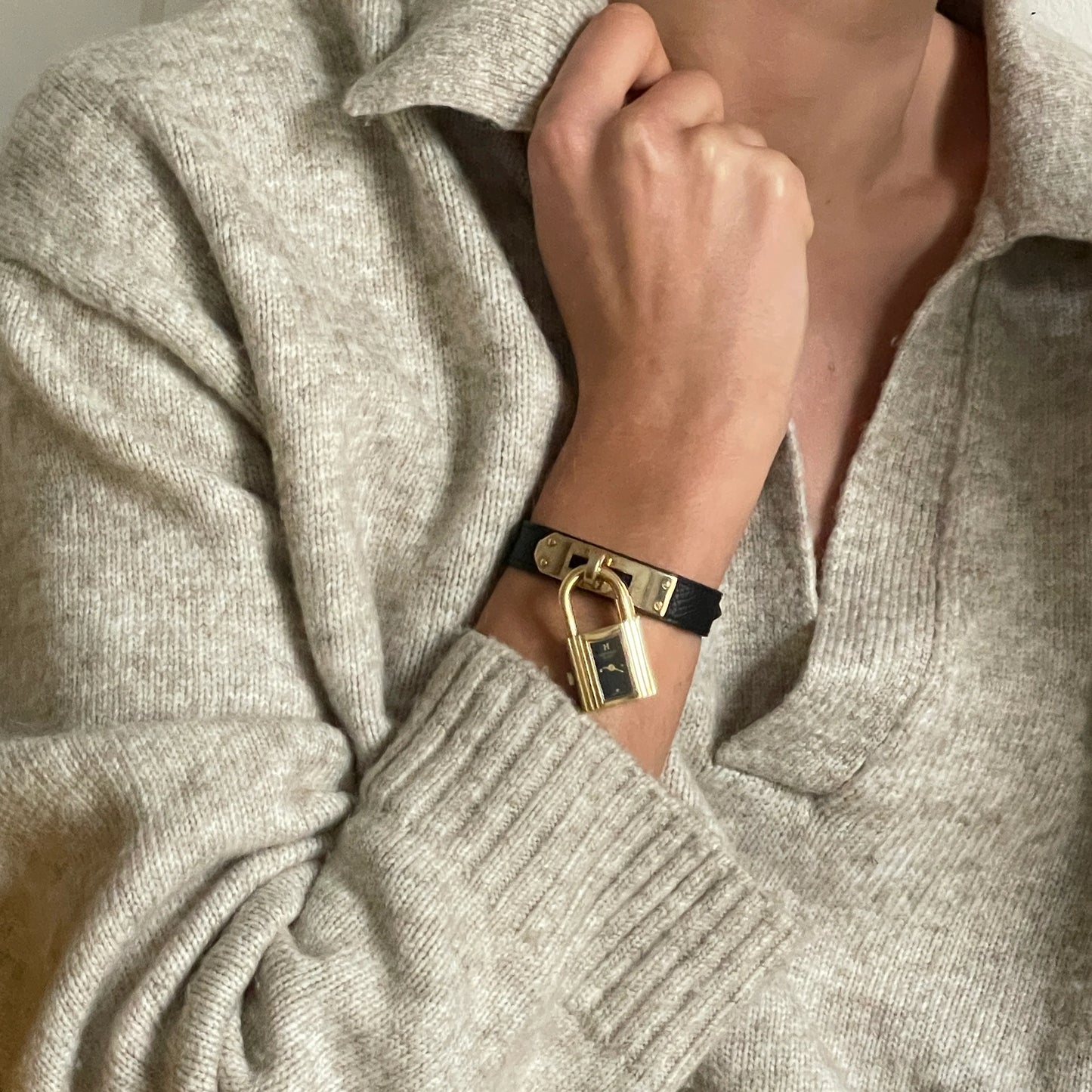 Hermès Kelly plaqué or watch