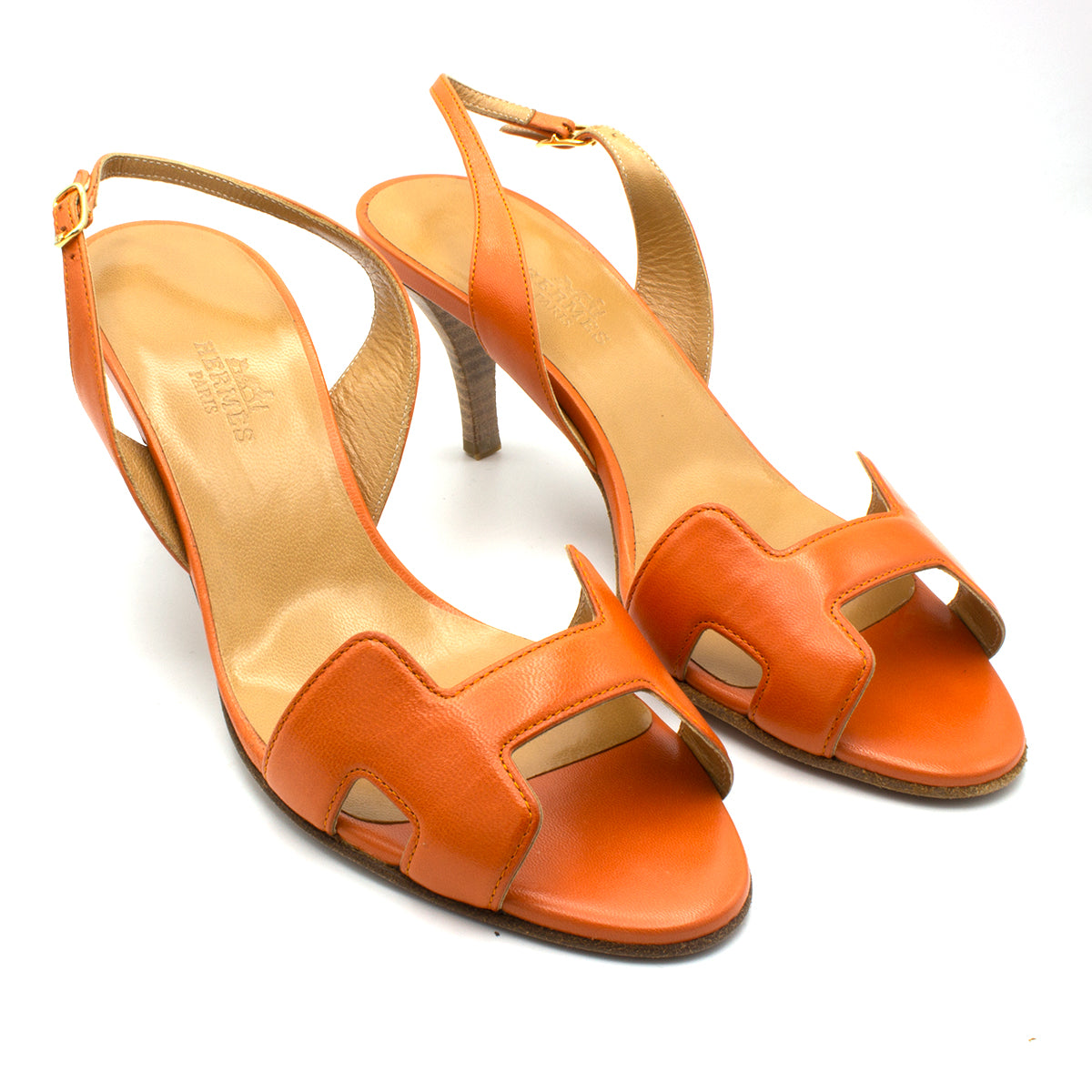 Hermes sandals orange shoes