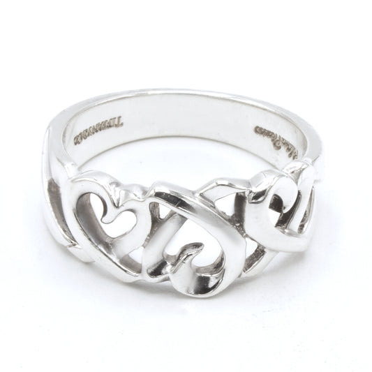 Tiffany & Co Triple Rubbing Heart ring SIZE 56