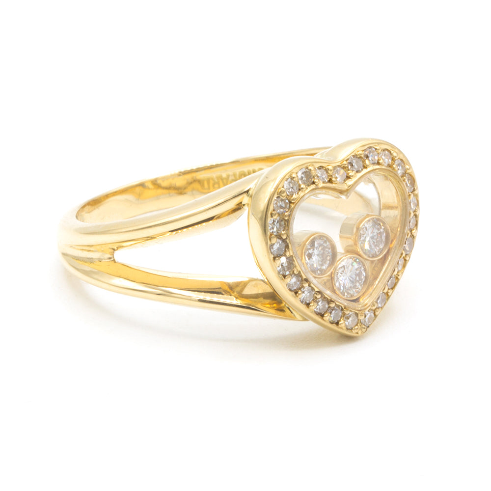 Chopard Happy Diamonds yellow gold ring Sz 50