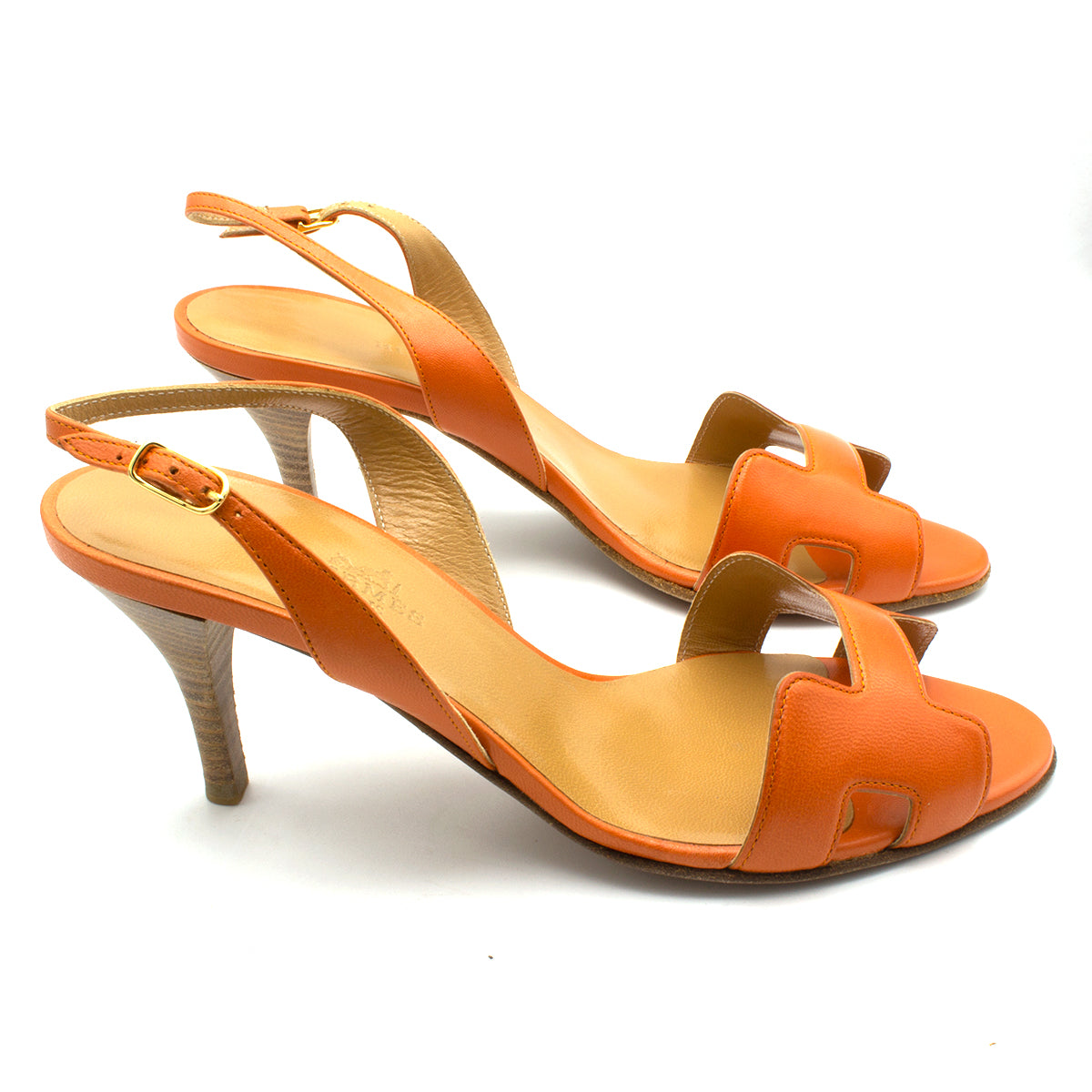 Hermes sandals orange shoes