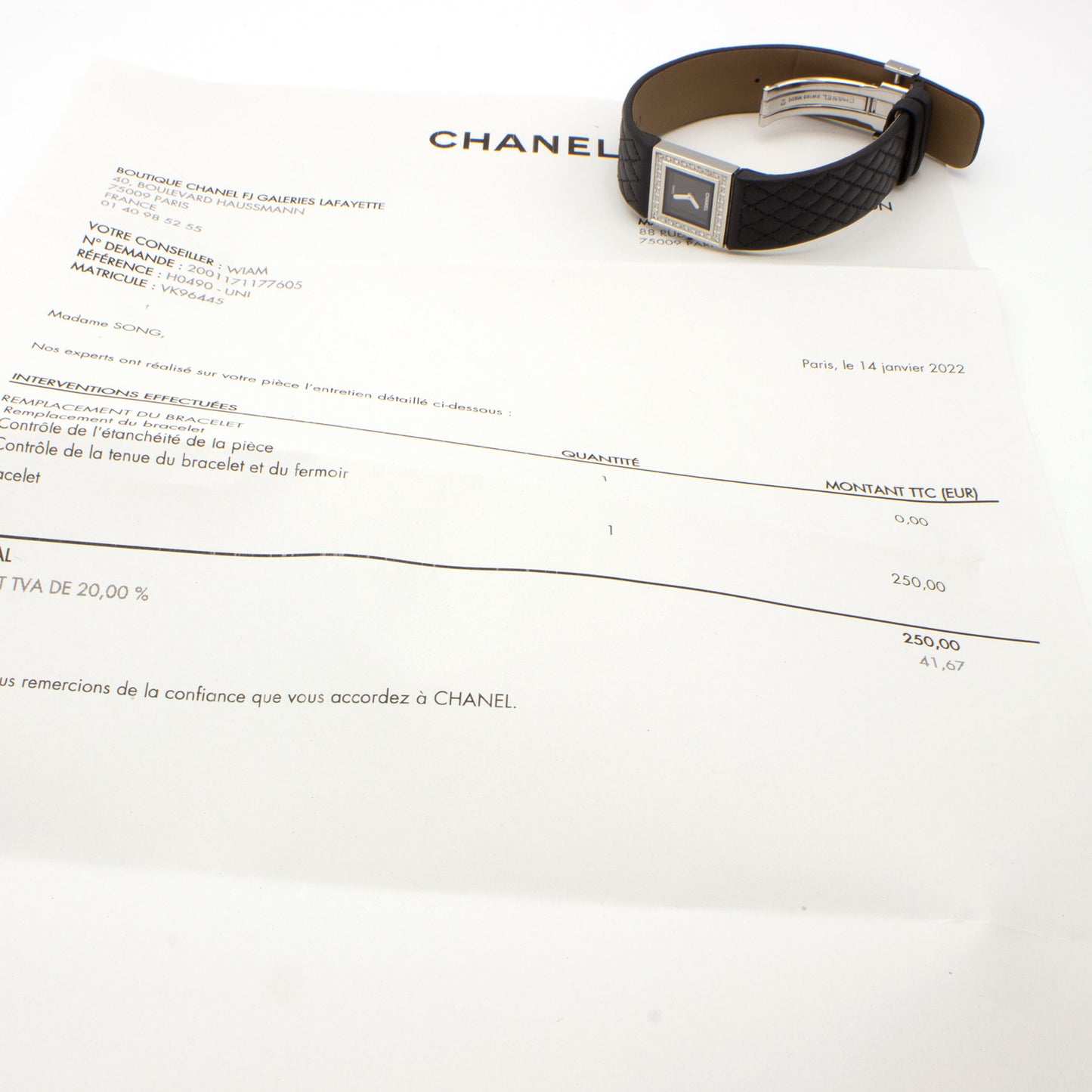 Chanel Matelassée diamonds watch