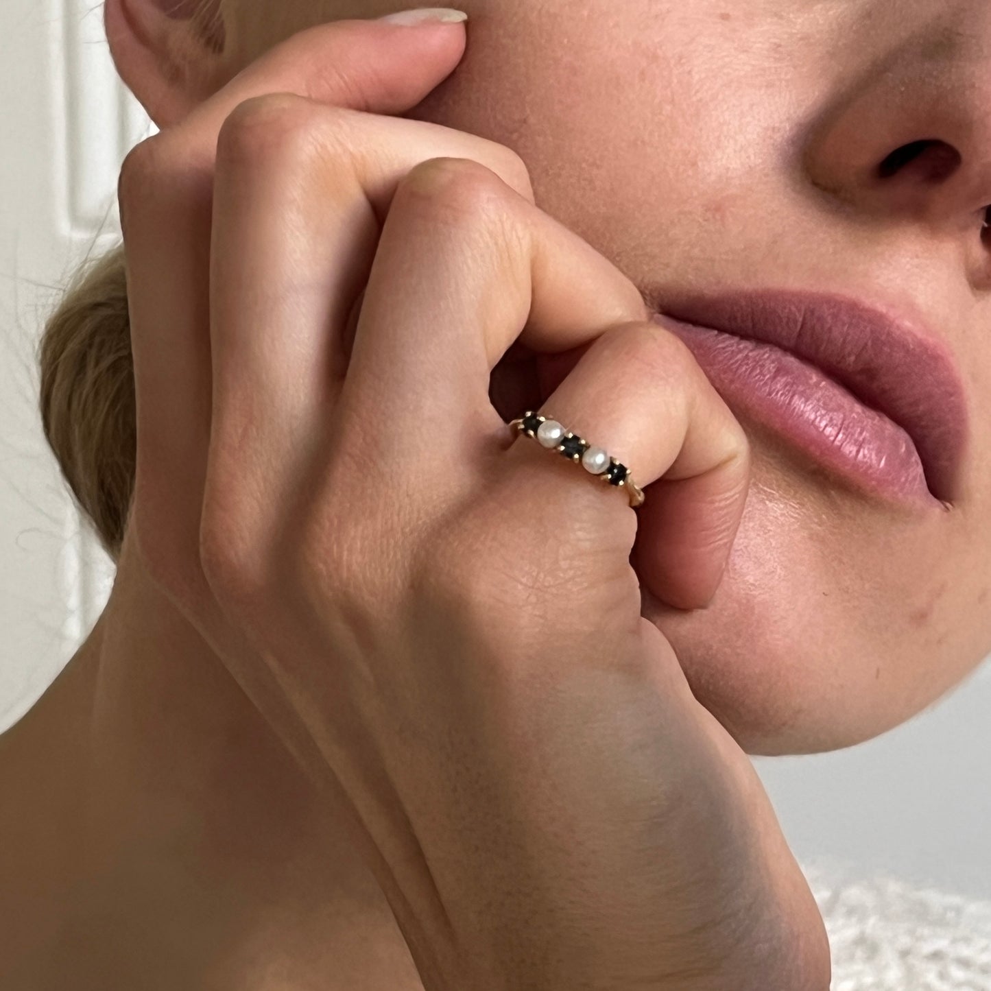 Tiffany & Co Pearl x Sapphire ring SIZE 49